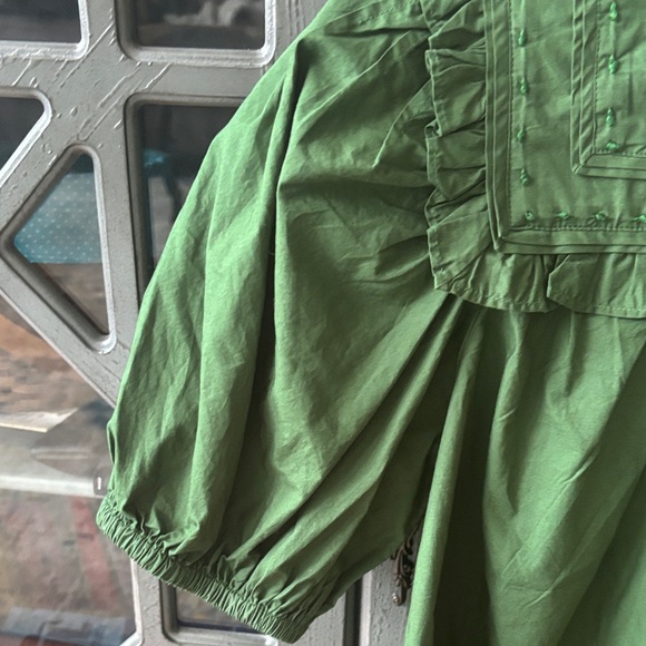 Ulla Johnson Forest Green Adeline Ruffle Top - Picture 6 of 7